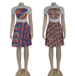 Tenue décontractée pour femmes 2023 été nouvelle mode tempérament décontracté imprimé robes pour femmes haut jupe plissée ensemble pour femmes
