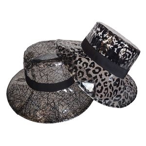 Femmes décontracté PVC plastique seau chapeaux filles solide noir léopard nid imprimé grand bord pêcheur pare-soleil casquette Panama chapeau