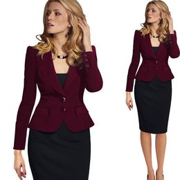 Veste de costume décontractée pour femmes, coupe cintrée, avec poches, pour le bureau, 22 couleurs, S-3XL