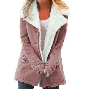 Parka d'hiver décontractée de couleur unie pour femme, Parka épaisse à capuche en coton, manches longues, rembourrée, veste chaude à boutons, 240119