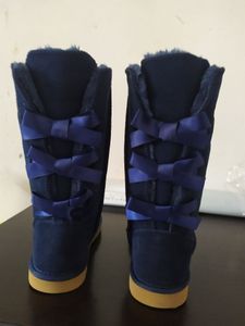 Botas de moda para mujer Botas hasta la rodilla Tobillo Vaca Split Cuero Mujeres Niños Bailey Bow Botas de nieve Zapatos