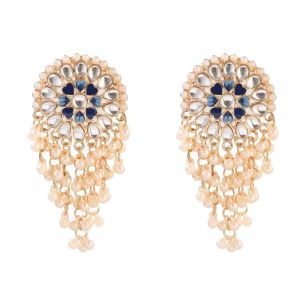 Boucles d'oreilles classiques en Zircon pour femmes, grande fleur indienne, pendantes de mariage, ethnique, gitane, perle, pompon, Jhumka, bijoux à la mode