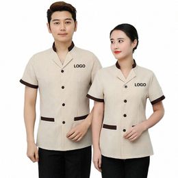 Uniformes de trabajo de limpieza para mujer Traje de hotel Ama de casa Ropa de camarero Restaurante Camisa de lavavajillas Personal Pedicura Damas Top T5oZ #