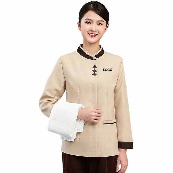 Uniformes de trabajo de limpieza para mujeres LG Manga Hotel Traje Housekee Camarero Ropa Dishwer Servicio doméstico Cafe Outfit Y8NB #