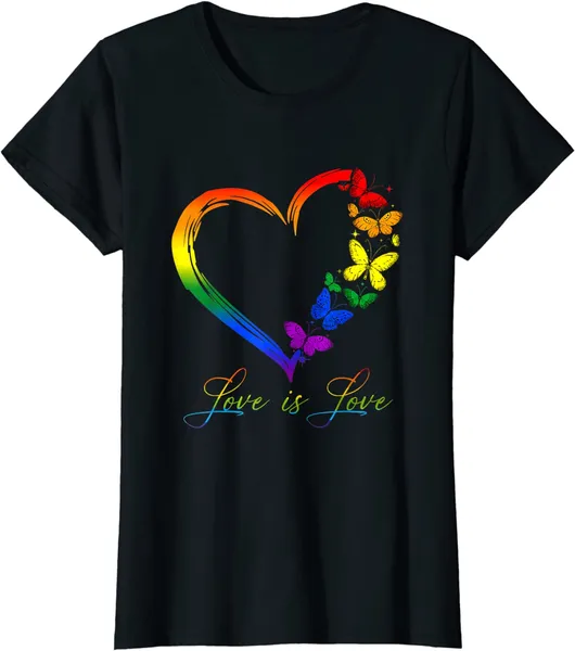 Vêtements pour femmes Butterfly Heart Rainbow Love Is Love LGBT Gay Lesbian Pride T-shirt T-shirt femme imprimé