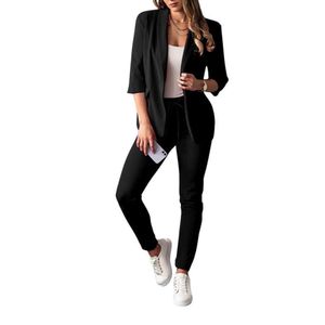 Dameskleding Nieuwe trend Casual mode tweedelige set Solid Color Suit jasbroek Dameskleding Set