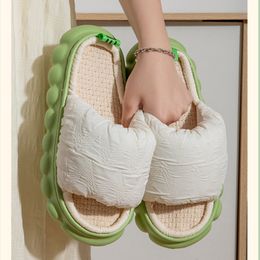 Chaussures de pantoufles de nuage pour femmes respirantes en lin cottom en cottom pantoufles de maison intérieure eva bott