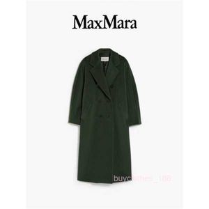 Manteau manteau manteau manteau moteur de mode de mode maxmaras femme en cachemire en laine madame mater moss green