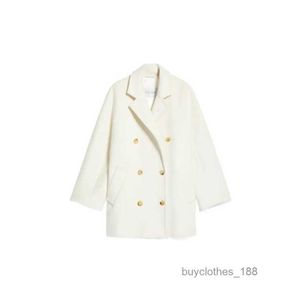 Manteau manteau manteau manteau moteur de mode manteau de mode Guinée courte semi-poitrine solide manteau manteau manteau blanc maxmaras féminin