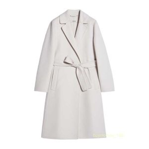 Manteau de manteau de femme en cachemire manteau de luxe max maras femme blanche pure laine pure double face arrière-nain du peignoir à main levée