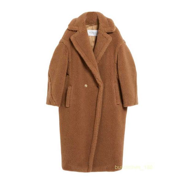 Manteau de manteau de manteau en cachemire de luxe maxmara new famique femme épaissie et chaude chameau en peluche en peluche en peluche