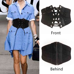 Corset Belt voor dames vrouwelijke mode punk jurk taillebands dame nieuwe ritssluiting cummerbunds meisjes elastische rek brede taille riemen g220301