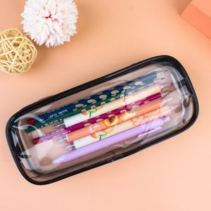 Sac cosmétique pour femmes accessoires de voyage transparents sac à fermeture éclair de maquillage étanche pour fille étudiante PVC brosse porte-crayon pochette