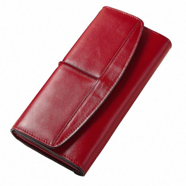 Portefeuille en peau de vache pour femmes Lg en cuir véritable RFID bloc portefeuilles féminins cartes étui à monnaie poche d'embrayage sac à main de luxe Design de marque 98a9 #