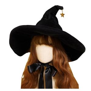 Dames gebogen kegel heks hoed kostuum accessoire vrouwen scherpe puntige punt voor Halloween kerstfeest 211229