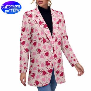 Traje casual personalizado para mujer Alta definición Patrón de transferencia de calor Estampado de amor Moda todo suave y sin arrugas 100% Poliéster 267g rosa