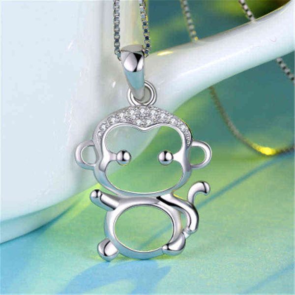 Femmes mignon Animal singe forme incrusté AAA Zircon pendentif clavicule chaîne collier mode bijoux cadeaux NL0391 G1206