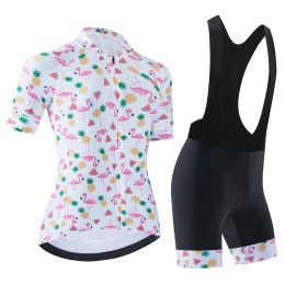 Ensemble de vêtements de cyclisme pour femmes, maillot de cyclisme, cuissard à bretelles, chemise de vélo de route à manches courtes, vêtements de vélo pour l'été