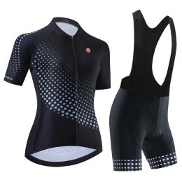 Maillot de cyclisme pour femmes, ensemble à manches courtes, chemises de vélo, vêtements, cuissard à bretelles