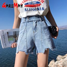 Dames denim shorts Koreaanse zomer blauwe hoge taille feminino zwarte losse jeans voor vrouwen streatwear 210428