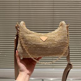 Conception de conception de paille de paille sac à épaule de chaîne d'épaule de couleur solide sac de corps crossbody concepteur crossbody bâton petit sac fourre-tout