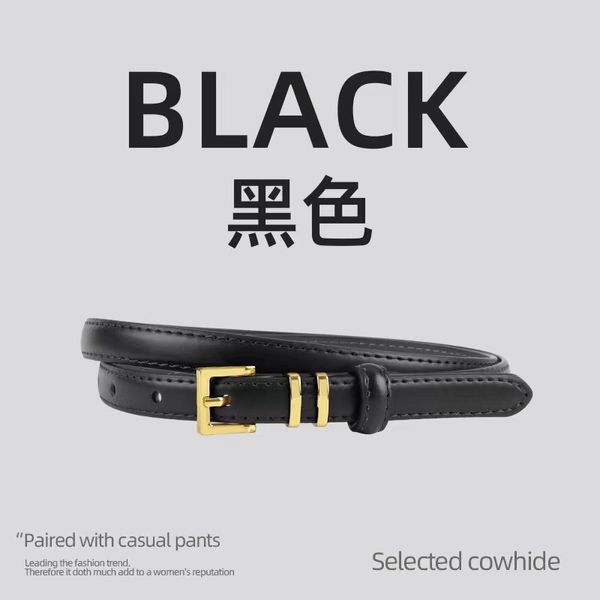 Ceinture de créateur pour femmes, ceinture de luxe étroite et silencieuse, noir orange, ceinture simple et élégante, petite boucle en métal, ceinture de créateur en cuir lisse