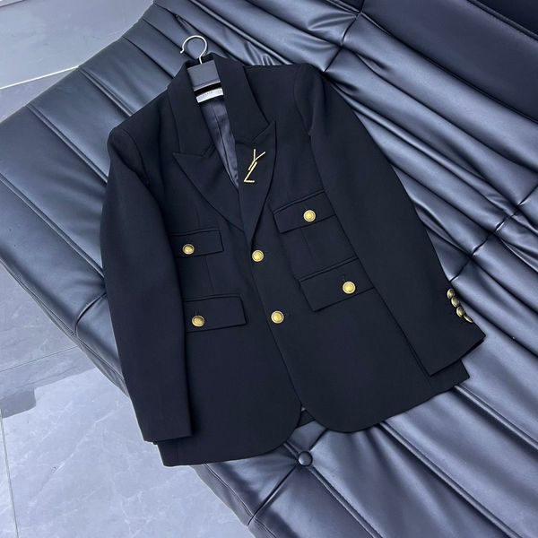 Veste blazer de styliste pour femmes, manteau, vêtements de style académique, nouveau haut noir publié printemps automne