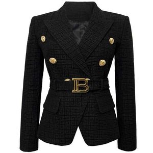 Diseñador de mujer Blazers 2022 Moda de primavera y otoño Chaqueta pequeña de alta calidad B Home Lion Button Short Black White Jacquard Jacket Talla S-5XL Abrigo de mujer