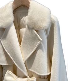 Dames designer merk tweed jas Europese versie van dubbelzijdig ni witte eend donsjack lang verdikt koud dun windjack15LOL 1C2EE
