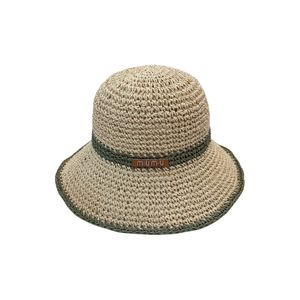 Dames designer bucket hat geweven gehaakte strohoed uitgeholde ademende letterprint zonbescherming modieuze strandhoeden