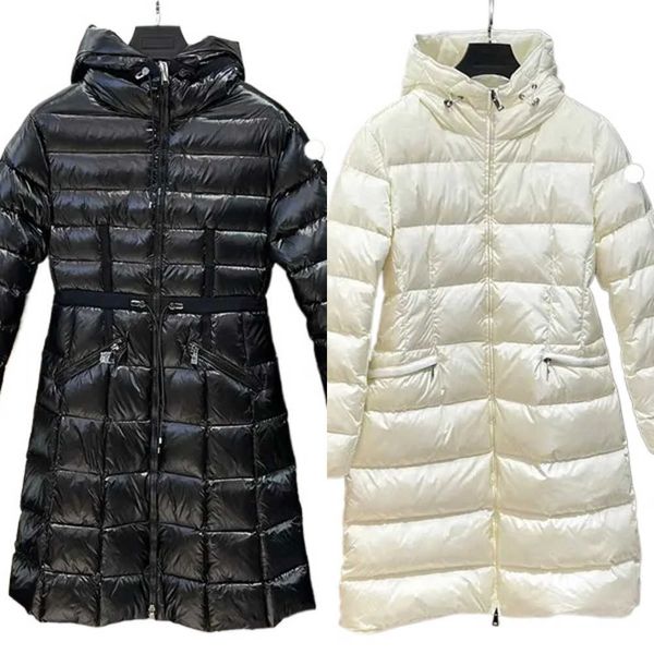 Doudoune de styliste pour femmes, longue lumière de luxe, marque de mode, hiver, épaissie, veste brillante en duvet d'oie sur le genou