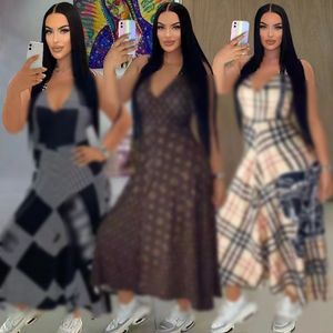 Damesontwerper Jurk Fashion Slim Classic Pattern Sexy Mouwloze printband Loose Dress Damesjurk Simple Swing Rok V-Neck