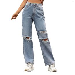 Jeans pour femmes de qualité supérieure, créateurs de tendances pour le printemps et l'été, Street Hipster classique, pantalons à jambes larges pour femmes, taille haute