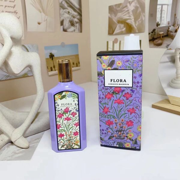 Diseñador de mujer Flora magnífico perfume de magnolia jazmín de mujer 100 ml perfume de gardenia aroma persistente spray de flores para niña