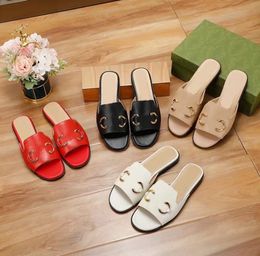 Dames designer schoenen slippers slippers mode kralen paarden gesplede lederen flats luxe indoor strand sandalen comfortabel lichtgewicht open teen schoenen 35-43