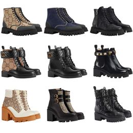 Botas de diseñador para hombre y mujer, media bota de cuero auténtico, zapatos de estilo clásico, botas para la nieve para otoño e invierno, botines de lona de nailon