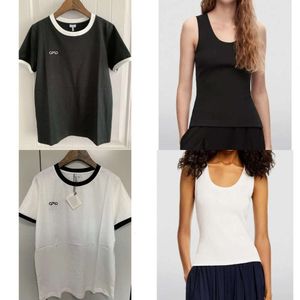 Designer T-shirt Yoga Sports Vest Top Tee Tank Nylon Costume Cou Coton-Mélange Manches Shorts Dames Élastique Solide Femme Vintage
