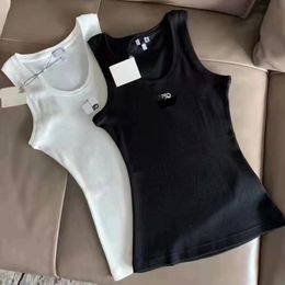 Designer tanktop voor dames T-shirts van katoenmix Yoga Gebreid Fitness Sport Cultiveren van een moreel karakter Mini Femme Cropped Gemiddelde lengte