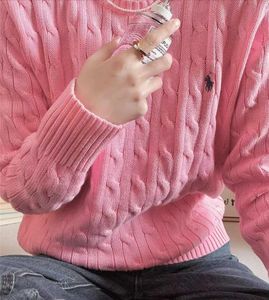 Suéteres Desinger para mujer Suéter con cuello redondo bordado de manga larga con logotipo RL Ropa femenina Sólido Rosa Gris Caqui Colores para uso diario informal