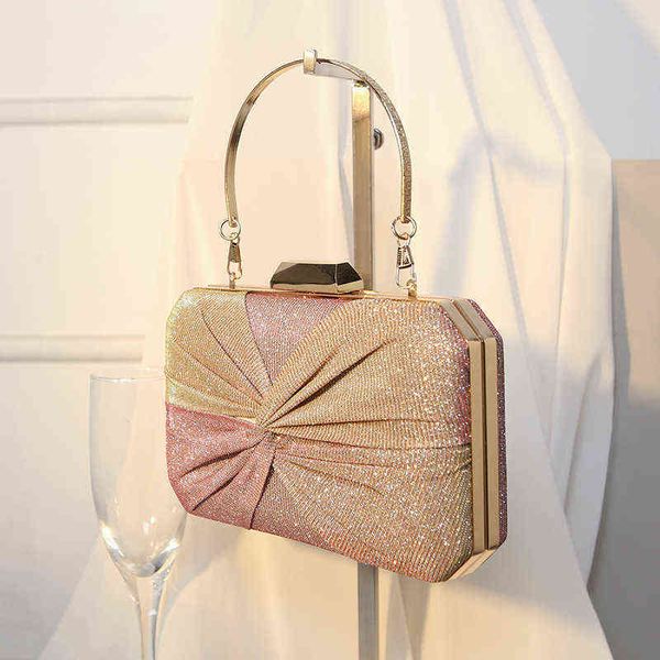 Sac de dîner pour femmes, plissé à la main, tissé, messager de Banquet à la mode, petit sac carré, 220712