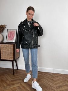 Femmes vers le bas 2022 automne hiver Pu Faux cuir veste femmes fermeture éclair Biker vestes lâche Chic manteau vêtements d'extérieur pour femmes Femme hauts Mujer