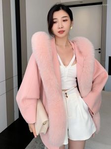Femmes vers le bas 2023 mode femmes élégant naturel fourrure à capuche manteaux vraie laine avec véritable veste Outwear NQ20