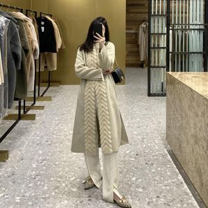 Femmes vers le bas 2023 haute couture Vintage femmes à manches longues Faux Cardigan pardessus Maxi Trench vêtements d'extérieur