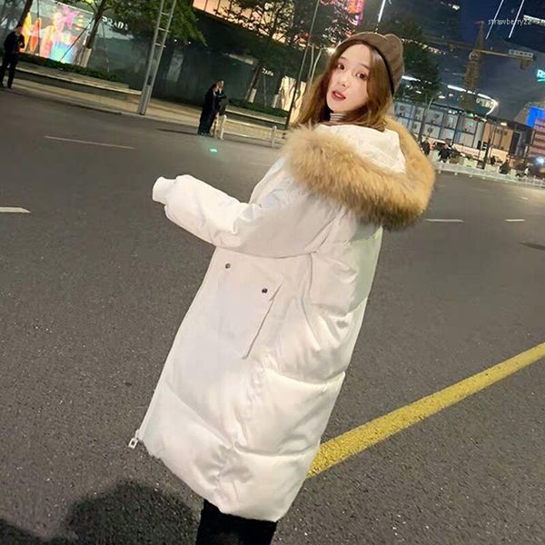 Abrigo de invierno de plumón para mujer, chaqueta de longitud media para estudiantes, versión coreana de la Red, estilo Harajuku rojo, Ins Bread Girl, 2023