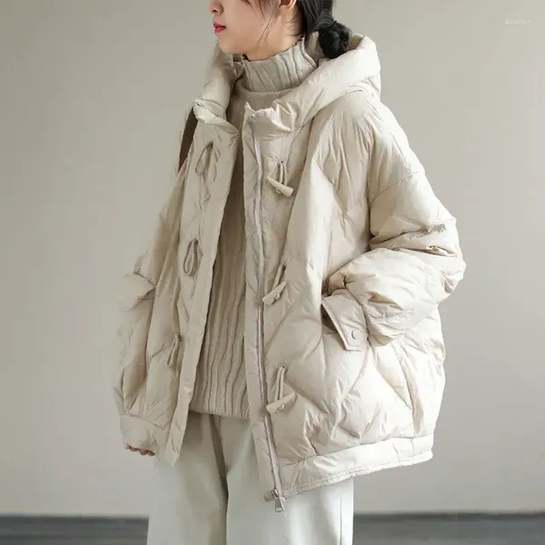 Manteau Parka chaud à col montant pour femme, manteau court et ample, à capuche, de Style coréen, à la mode, hiver 2023, KL012