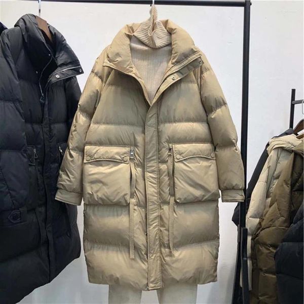 Manteau en duvet de canard pour femme, veste bouffante, Parkas, coupe-vent, vêtements chauds d'hiver, Streetwear kaki, 2024