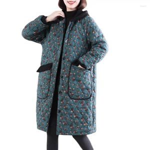 Manteau en coton à carreaux épais et chaud matelassé pour femme, veste d'hiver décontractée avec coutures à capuche, parka longue, pardessus D688, 2024
