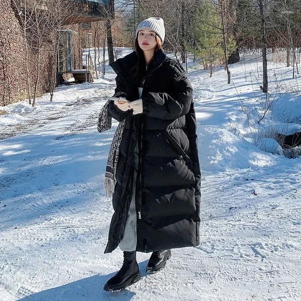 Chaqueta de algodón para mujer de invierno de 30 grados, Parkas blancas holgadas y gruesas con capucha, abrigo informal coreano para nieve, prendas de vestir para mujer