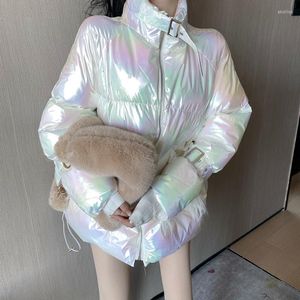 Femmes Down Alien Kitty Tie Dye Col montant Femmes Manteau Solide Épaissir Poches Veste Minimaliste Coréen 2023 Hiver Mode All-Match