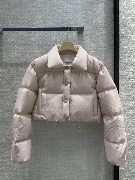 Veste à pain courte rose pour femmes, automne et hiver, petit Logo, tissu brodé, Texture douce, légère et confortable